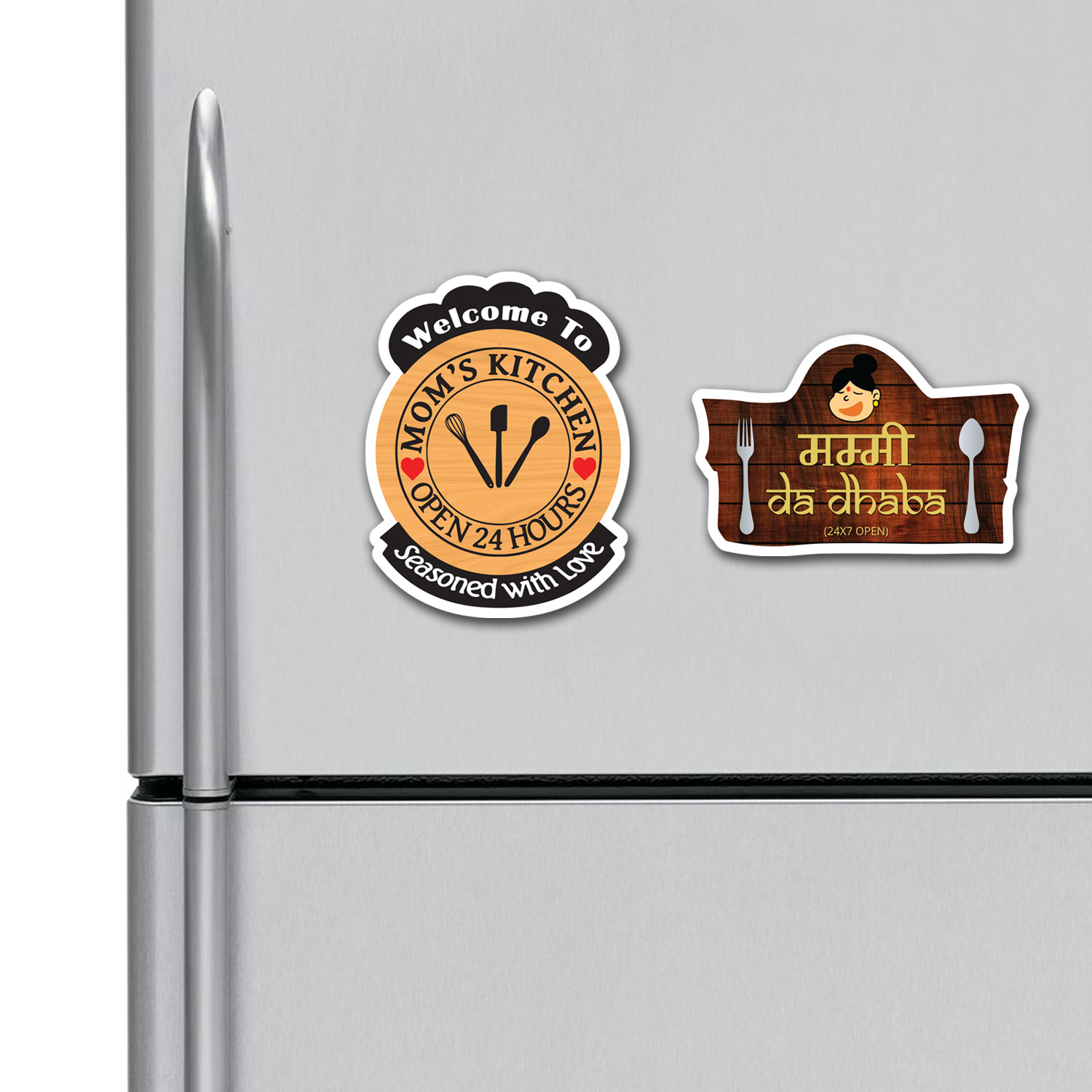 Mom’s Kitchen Mummy Da Dhaba Mom’s Kitchen Seasoned With Love Fridge Magnets Combo