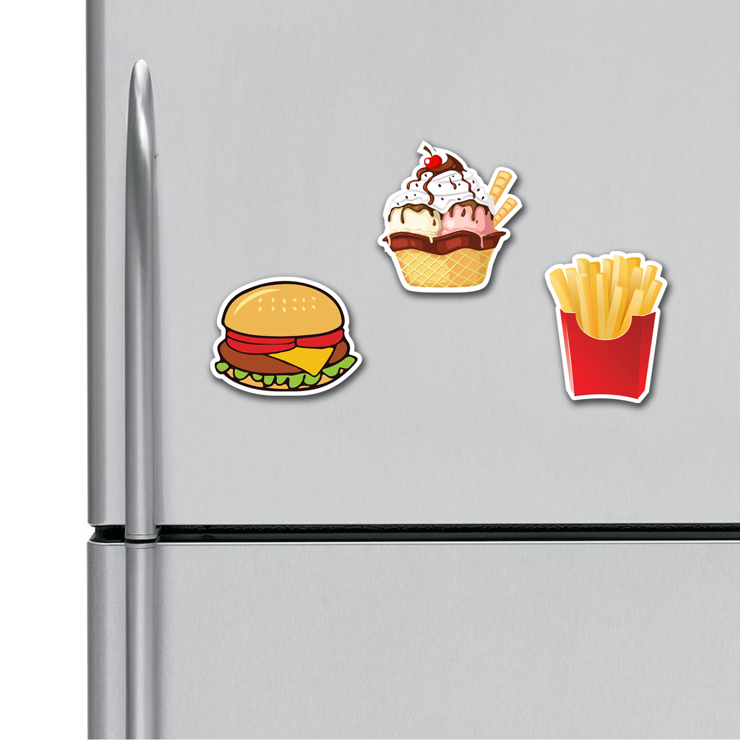 Burger Ice Cream French Fries Fridge Magnets Combo