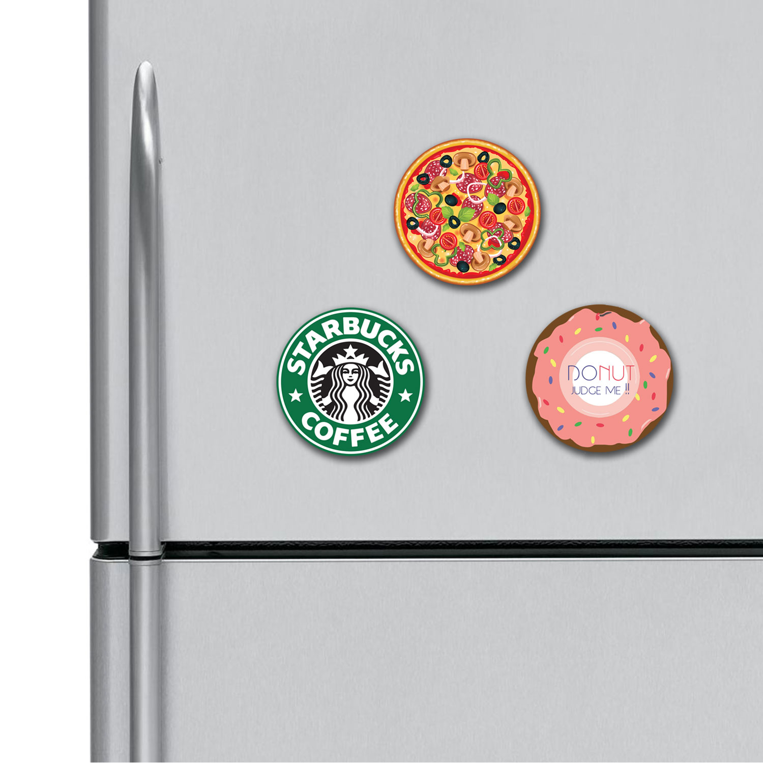 Pizza Starbucks Coffee Donut Judge Me Fridge Magnets Combo