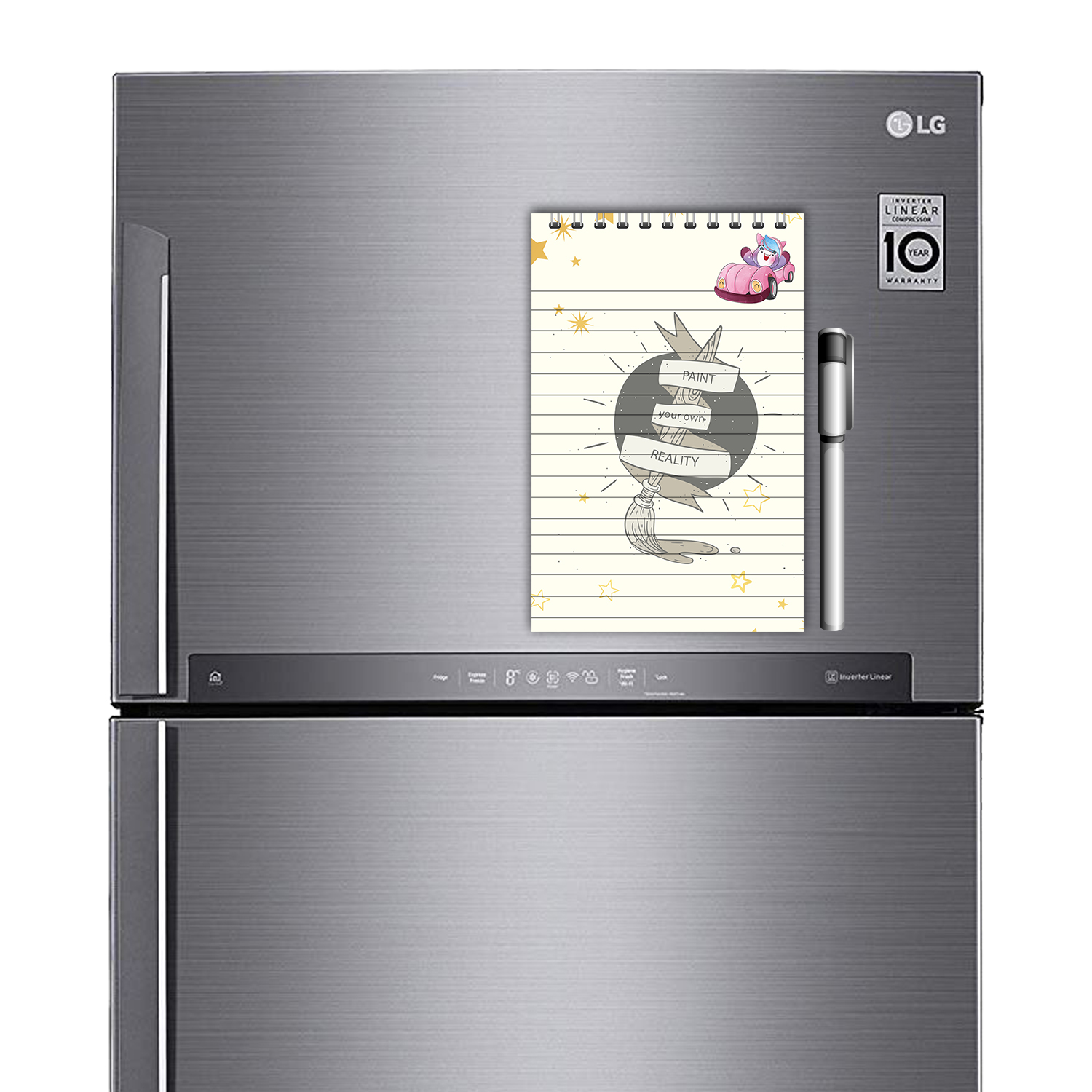 Print Your Own Reality Magnetic Fridge Memopad with Pen, Easy to Wipe To Do/Grocery List Notepad