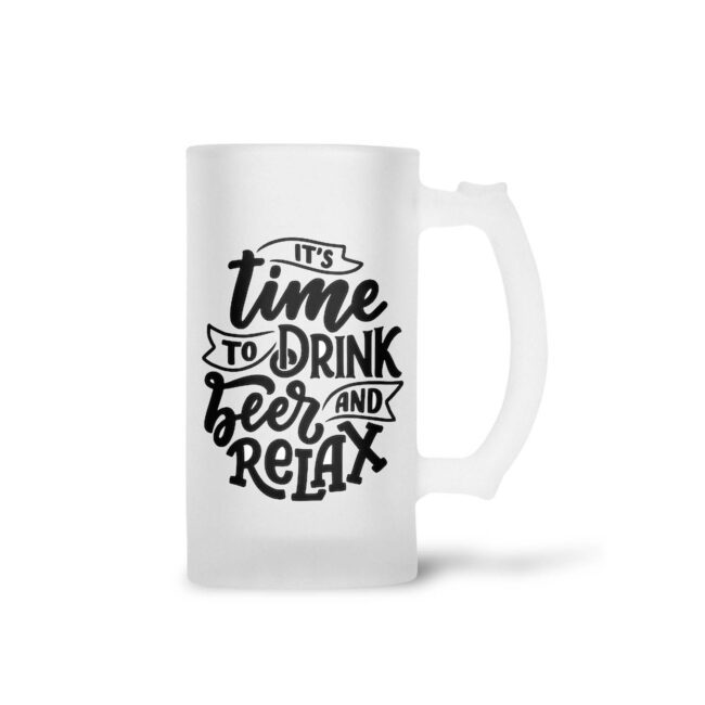 It's Time To Drink Beer And Relax Frosted Beer Mug - Image 2