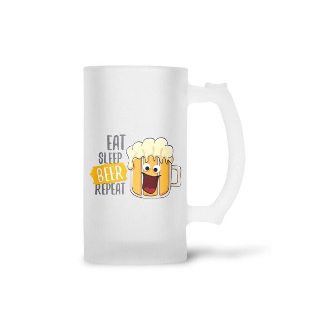 Eat Sleep Beer Repeat Frosted Beer Mug - Image 2