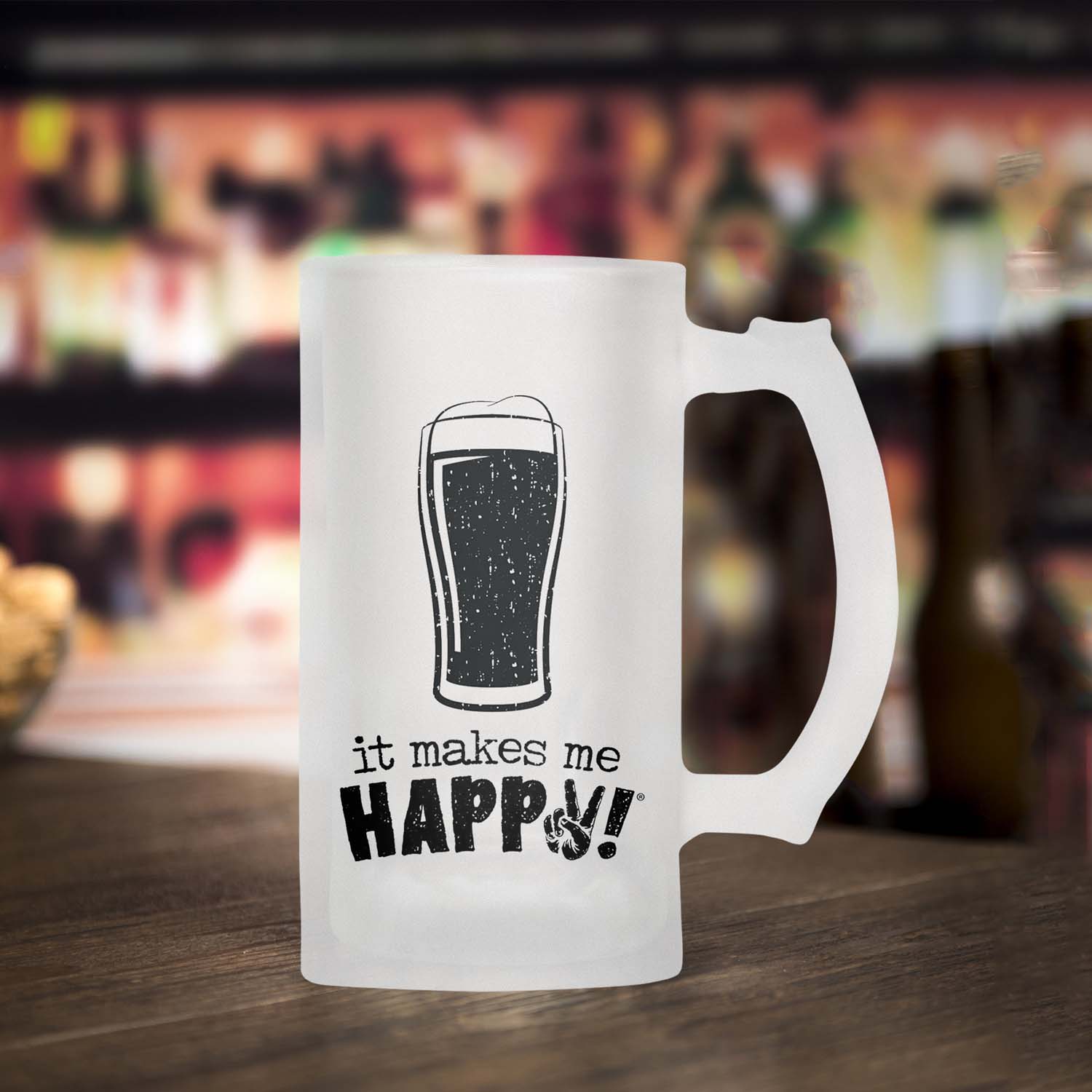 It Makes Me Happy ! Frosted Beer Mug