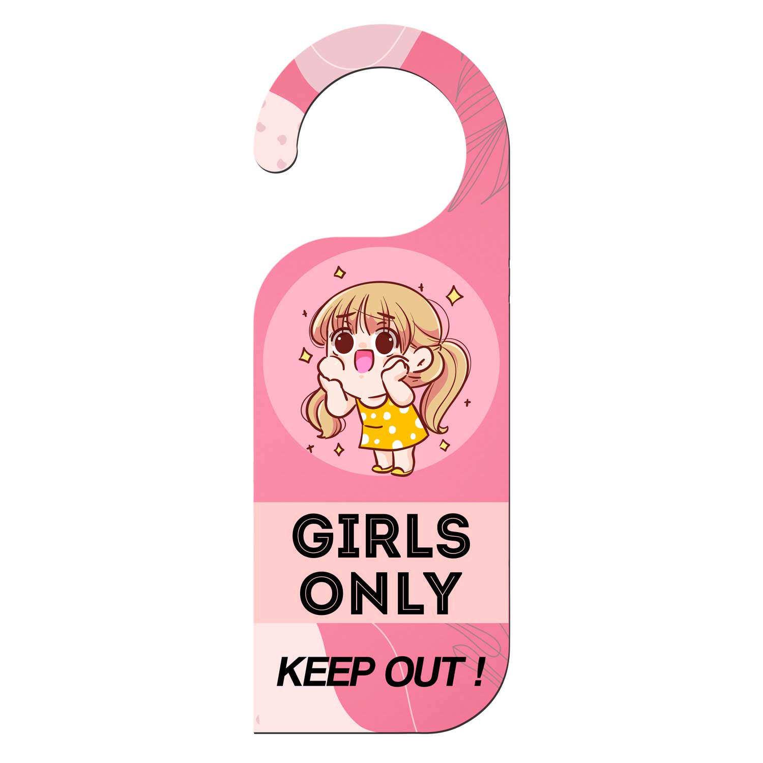 Girls Only Keep Out Door Knob Hanger Door Tag Sign