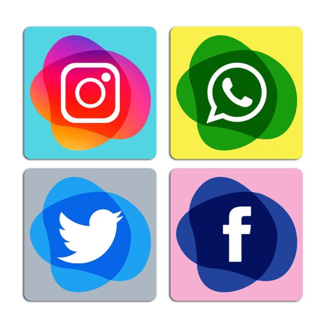 Social Media Apps Printed Table Coasters Set