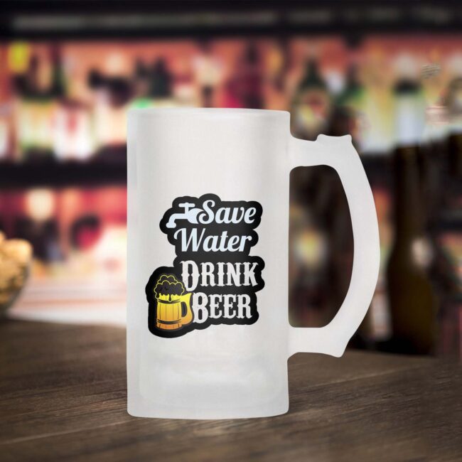 Save Water Drink Beer Frosted Beer Mug