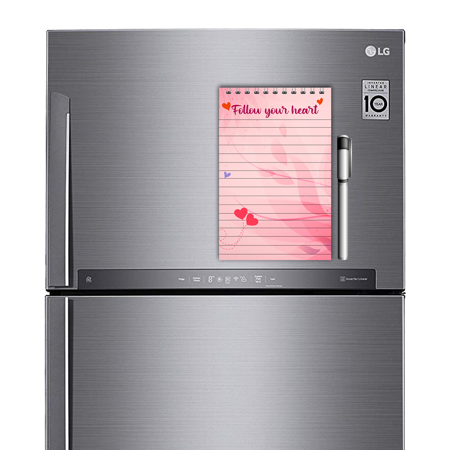 Follow Your Heart Magnetic Fridge Memopad with Pen, Easy to Wipe To Do/Grocery List Notepad