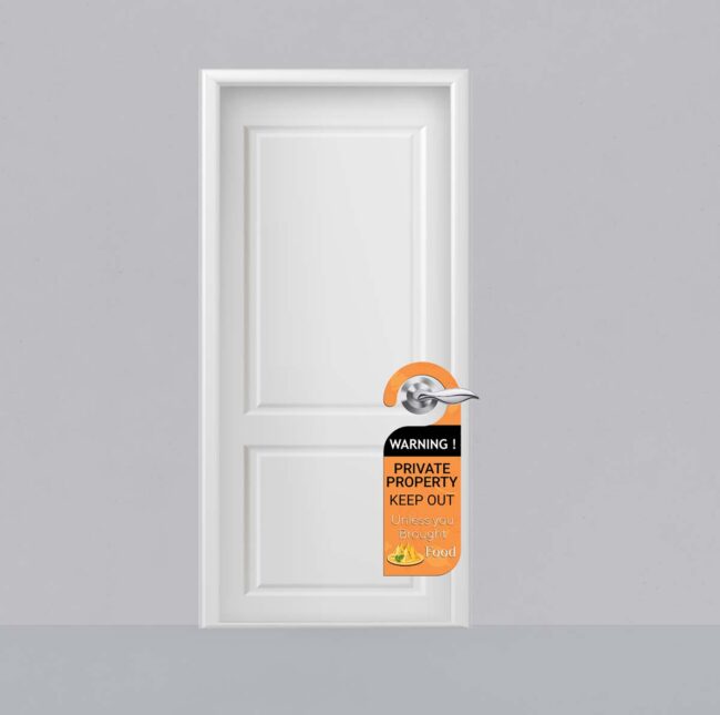 Warning Private Property Keep Out Unless You Brought Food Door Knob Hanger Door Tag Sign - Image 2