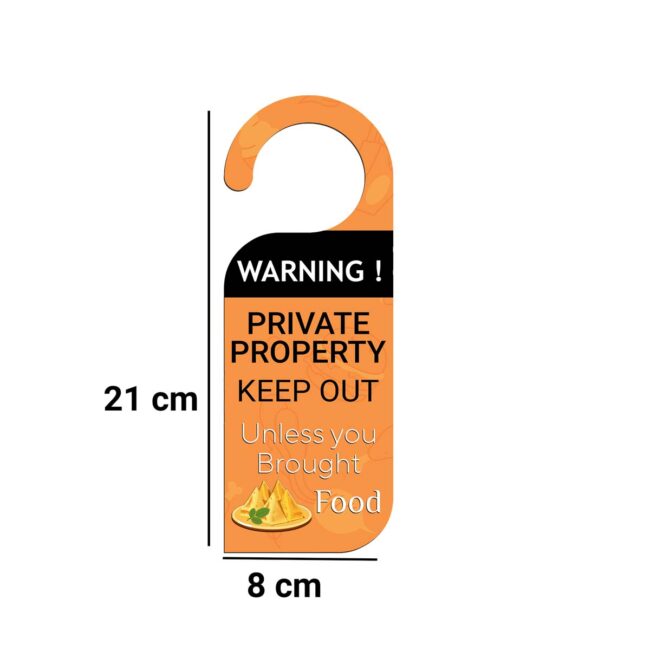 Warning Private Property Keep Out Unless You Brought Food Door Knob Hanger Door Tag Sign - Image 3