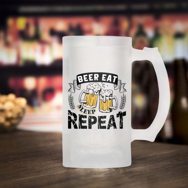Beer Eat Sleep Repeat Frosted Beer Mug