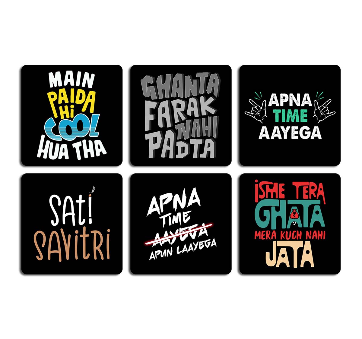 Funny Bollywood Quotes / Quotes Table Coasters Set