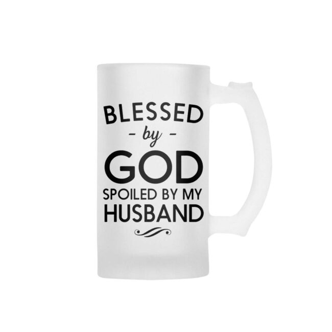 Blessed By God Spoiled by Husband Frosted Beer Mug - Image 2