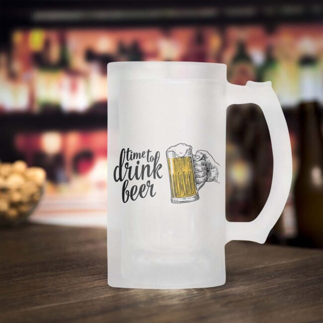 Time To Drink Beer Frosted Beer Mug