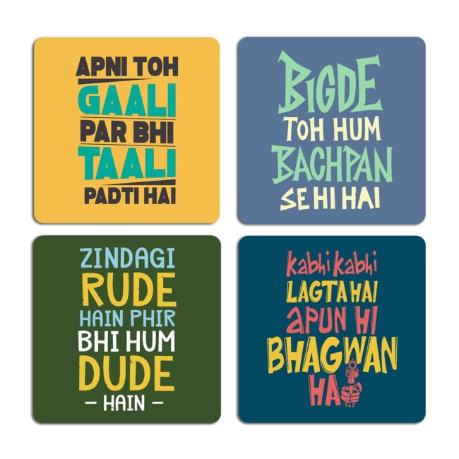 Funny Attitude Quotes Printed Table Coasters Set