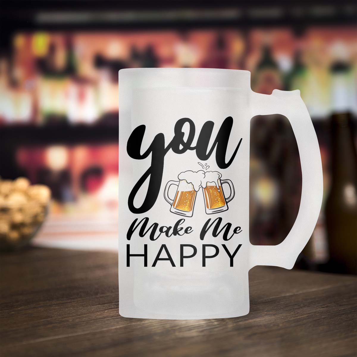 You Makes Me Happy Frosted Beer Mug