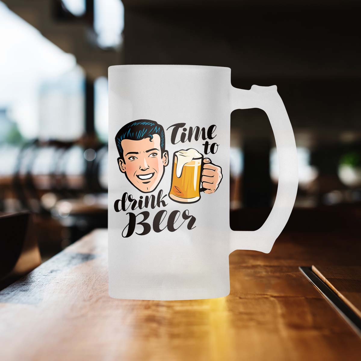 Time To Drink Beer Frosted Beer Mug