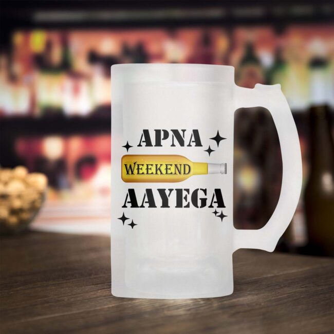 Apna Weekend Aayega Frosted Beer Mug
