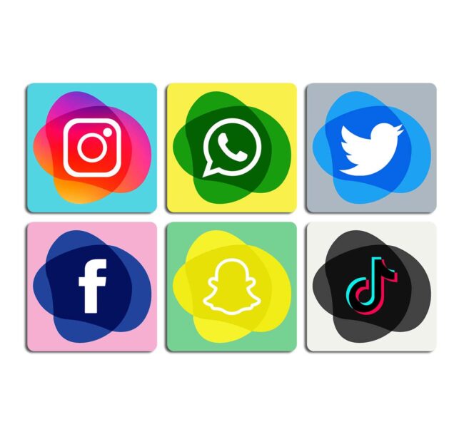 Social Media Square Coaster /  Table Coasters Set