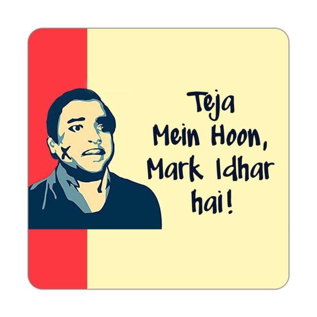 Bollywood Villain Killer Funny Quotes Printed Table Coasters Set - Image 4
