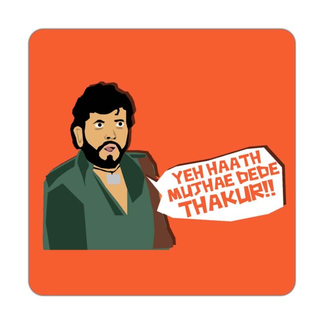 Bollywood Villain Killer Funny Quotes Printed Table Coasters Set - Image 3