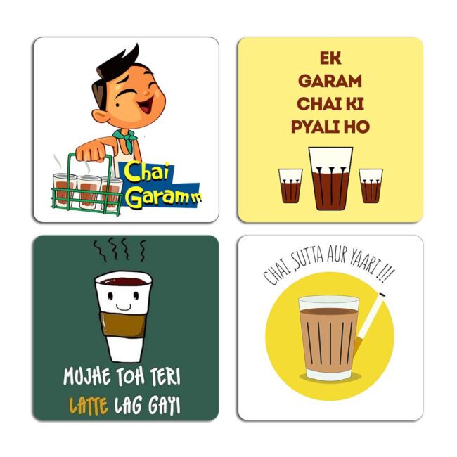 Tea Quotes Printed Table Coasters Set