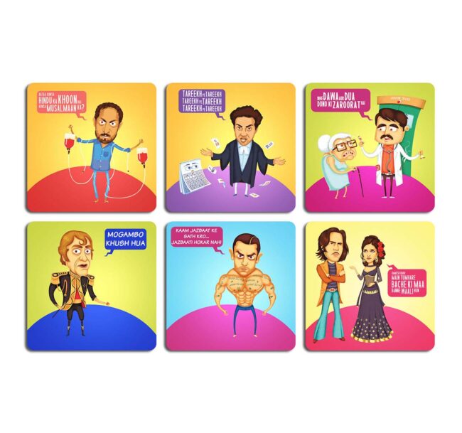 Bollywood Funny Dialogues / Quotes Table Coasters Set