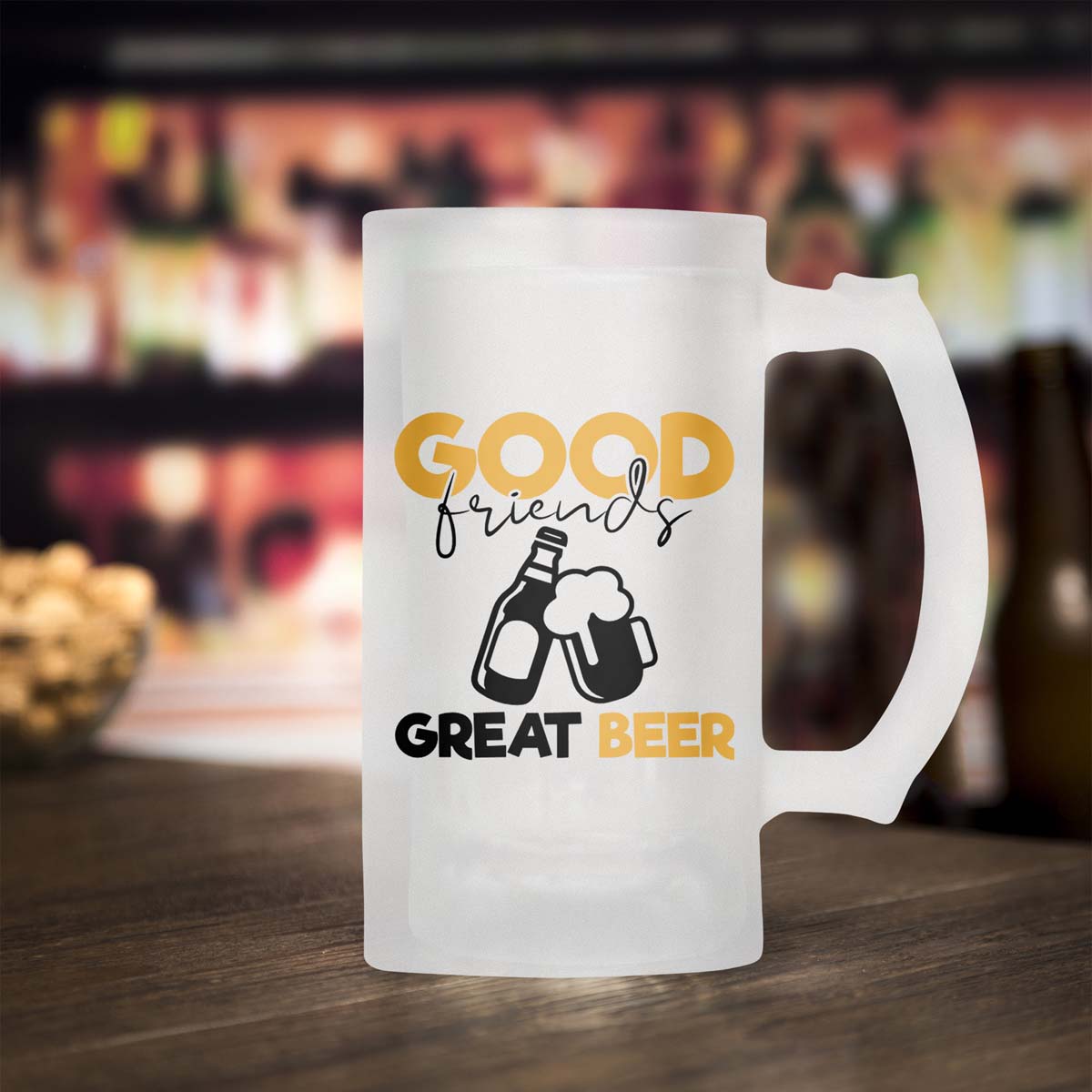 Good Friends Great Beer Frosted Beer Mug