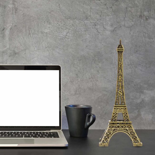 Large Eiffel Tower Replica / Souvenir, Metal Antique Finish - 15 Inch
