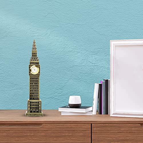 Big Ben London Tower Replica / Souvenir, Metal Antique Finish with Clock – 9.5 Inch