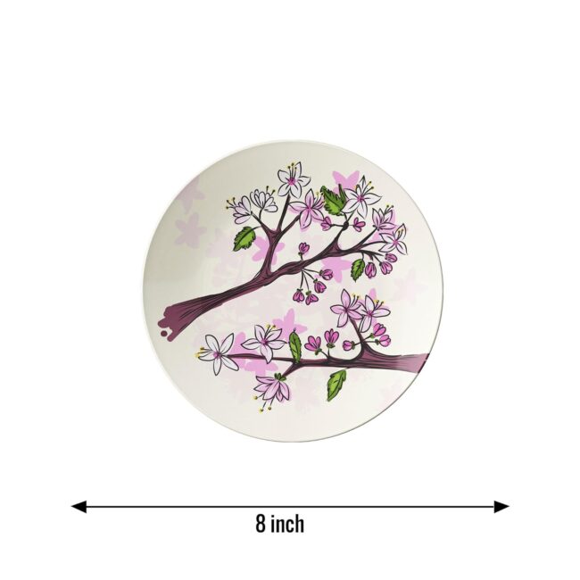 Japanese-Inspired Cherry Blossom Art Decorative Ceramic Wall Plates Set of 3 - Image 2