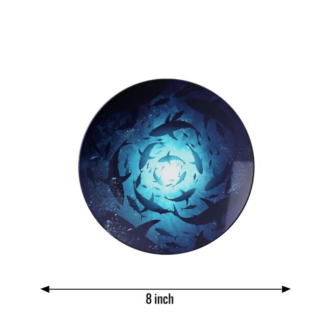 Blue Plates with Ocean Depths Decorative Ceramic Wall Plates Set of 3. - Image 3