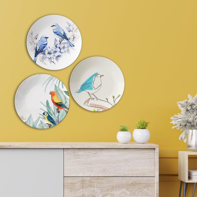 Birds of a Feather, Stuck Together Decorative Ceramic Wall Plates Set of 3. - Image 4