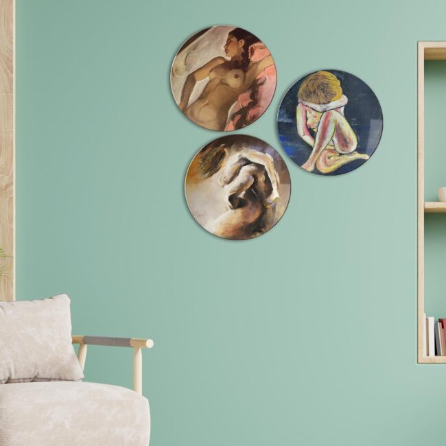 Featuring Classical Women Figures Decorative Ceramic Wall Plates Set of 3 - Image 2