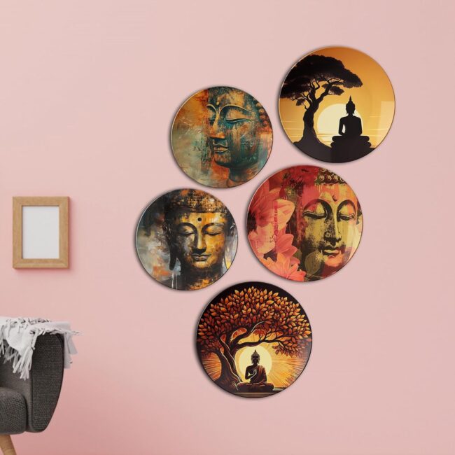 Journey to Nirvana, Ceramic Wall Plates, Art Plate Set, Set of 5 - Image 2