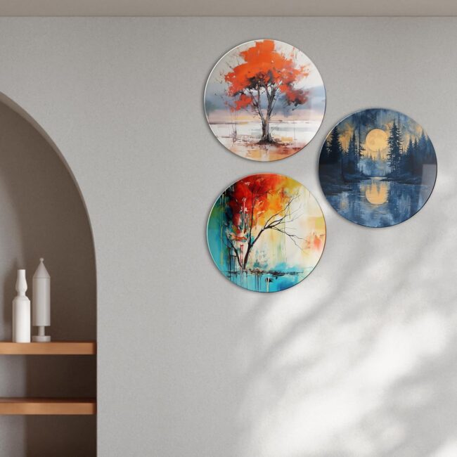 Peaceful Pathways Decorative Ceramic Wall Plates, Set of 3 - Image 4