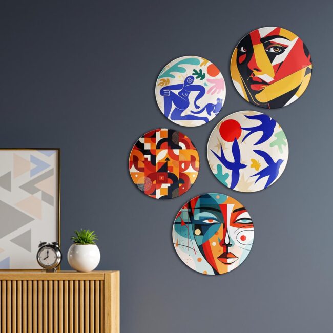 Modern Abstracts - A Fusion of Colors, Faces & Geometric Art | Home Decoration | Living Room Wall Decoration | Décor Items | Gift Items (Set of 5) - Image 7