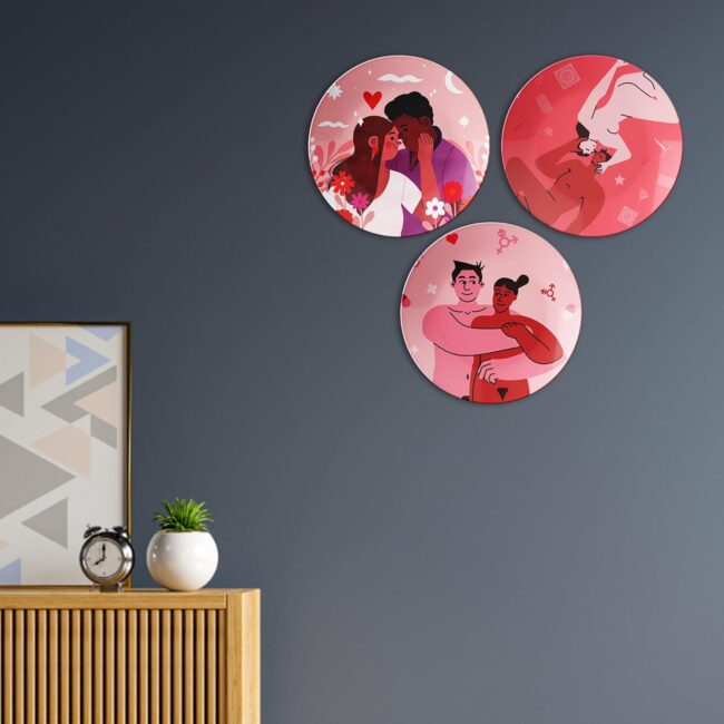 Love in Every Hue Decorative Ceramic Wall Plates Set of 3 - Image 5