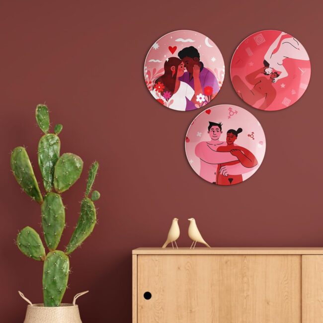 Love in Every Hue Decorative Ceramic Wall Plates Set of 3 - Image 6