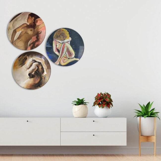 Featuring Classical Women Figures Decorative Ceramic Wall Plates Set of 3 - Image 6