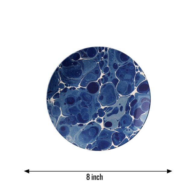Deep Blue Elegance: Oceanic Abstract Decorative Ceramic Wall Plates Set of 3 - Image 3