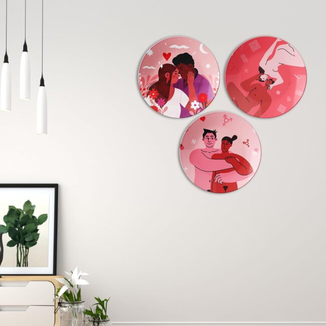 Love in Every Hue Decorative Ceramic Wall Plates Set of 3 - Image 4