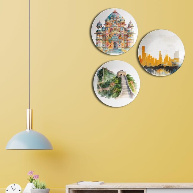 Plates with Iconic Buildings Decorative Ceramic Wall Plates Set of 3. - Image 5