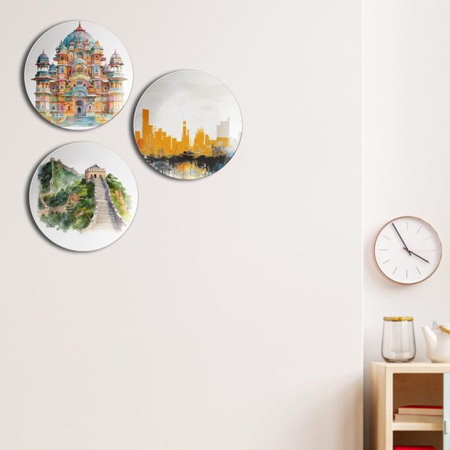Plates with Iconic Buildings Decorative Ceramic Wall Plates Set of 3. - Image 4