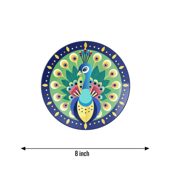 Ceramics with a Peacock Motif Decorative Ceramic Wall Plates Set of 3. - Image 3