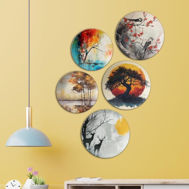 Elements of Nature | Home Decoration | Living Room Wall Decoration | Décor Items | Gift Items (Set of 5) - Image 2