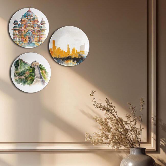 Plates with Iconic Buildings Decorative Ceramic Wall Plates Set of 3. - Image 2