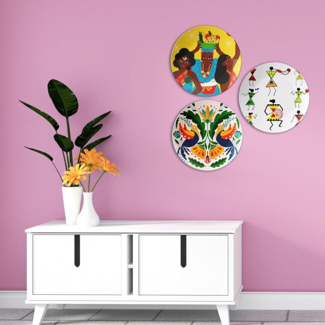 Where Art Meets Culture Decorative Ceramic Wall Plates Set of 3. - Image 6