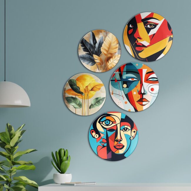 Seeing Faces in Shapes | Home Decoration | Living Room Wall Decoration | Décor Items | Gift Items (Set of 5)