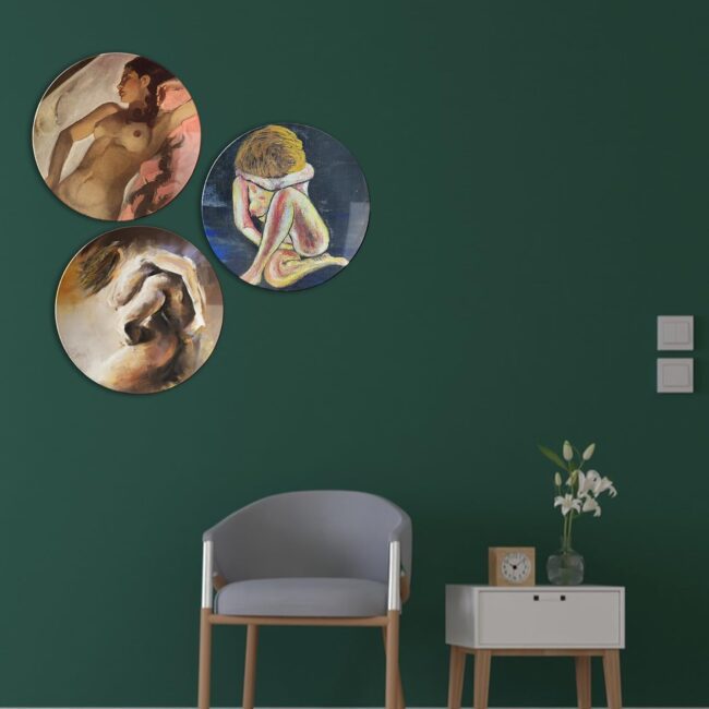 Featuring Classical Women Figures Decorative Ceramic Wall Plates Set of 3 - Image 5