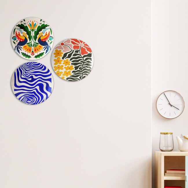 Nature's Symphony Decorative Ceramic Wall Plates Set of 3. - Image 6